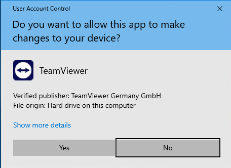 Step 2 — UAC permission prompt